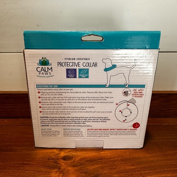 Calm Paws Premium Inflatable Protective Dog Collar Large Neck: 13"-18" Navy Blue - Picture 2 of 3